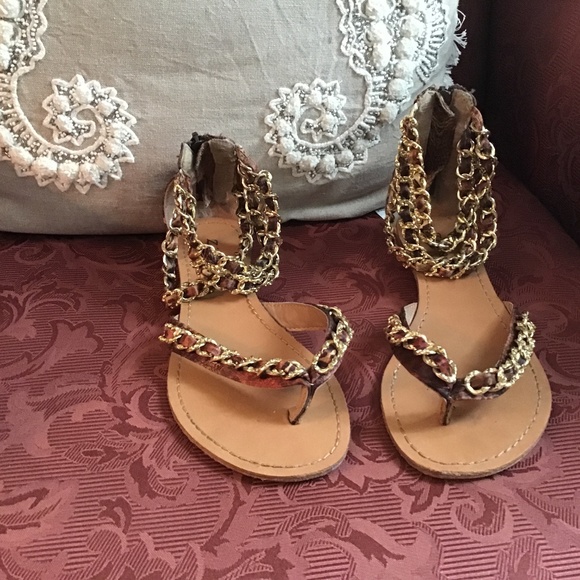 Zigisoho Shoes - zigisoho gold strappy size 7 leopard print sandal